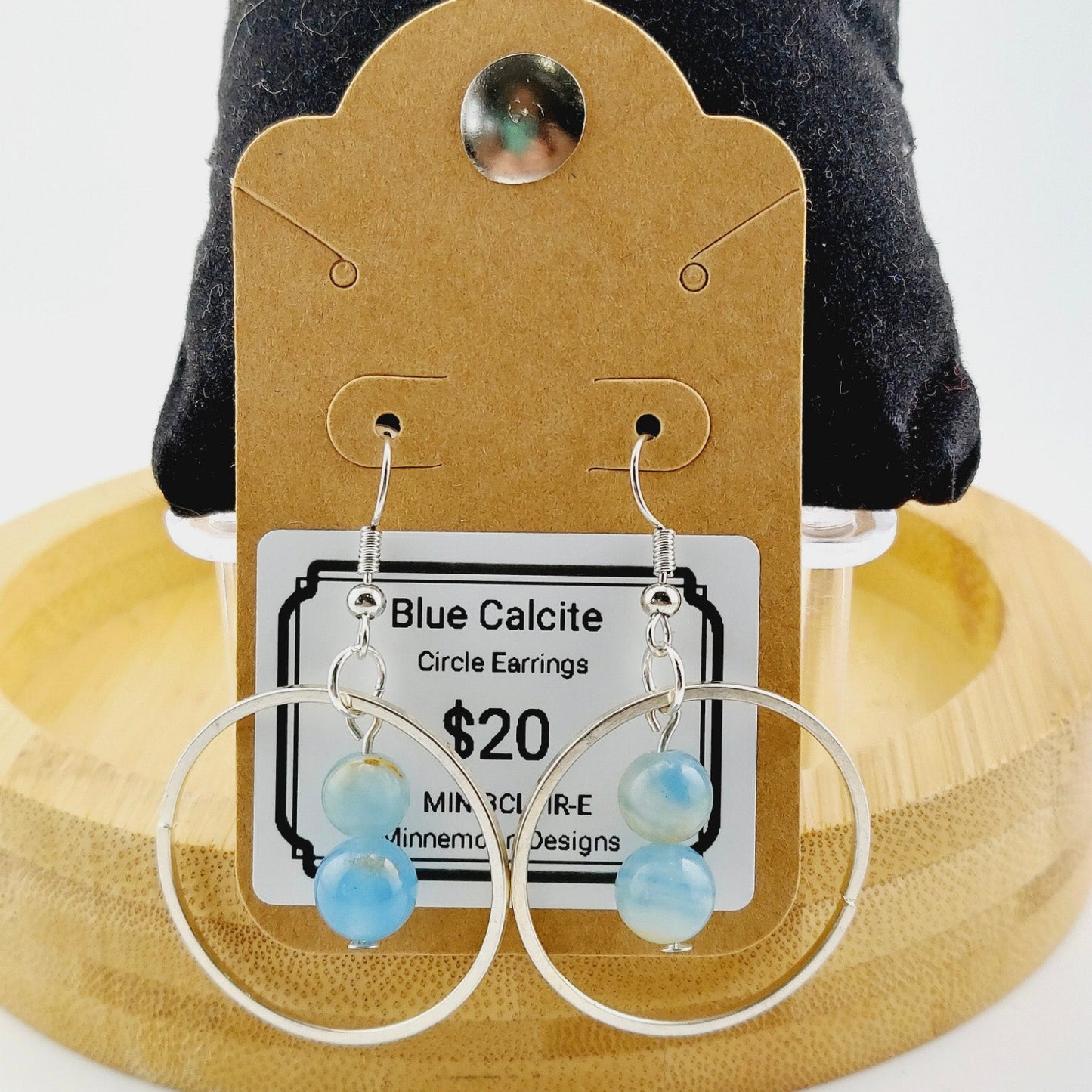 Blue Calcite Circle Earrings