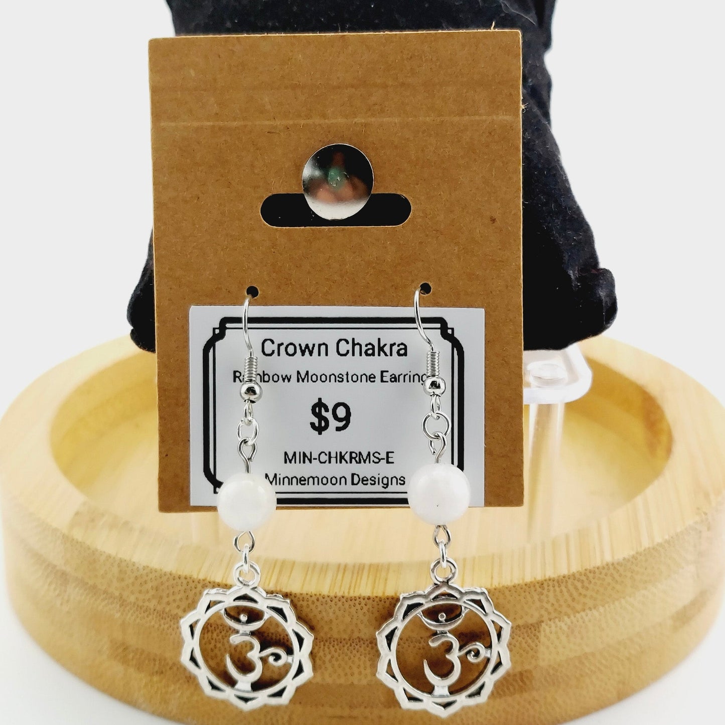 Crown Chakra Earrings-Rainbow Moonstone