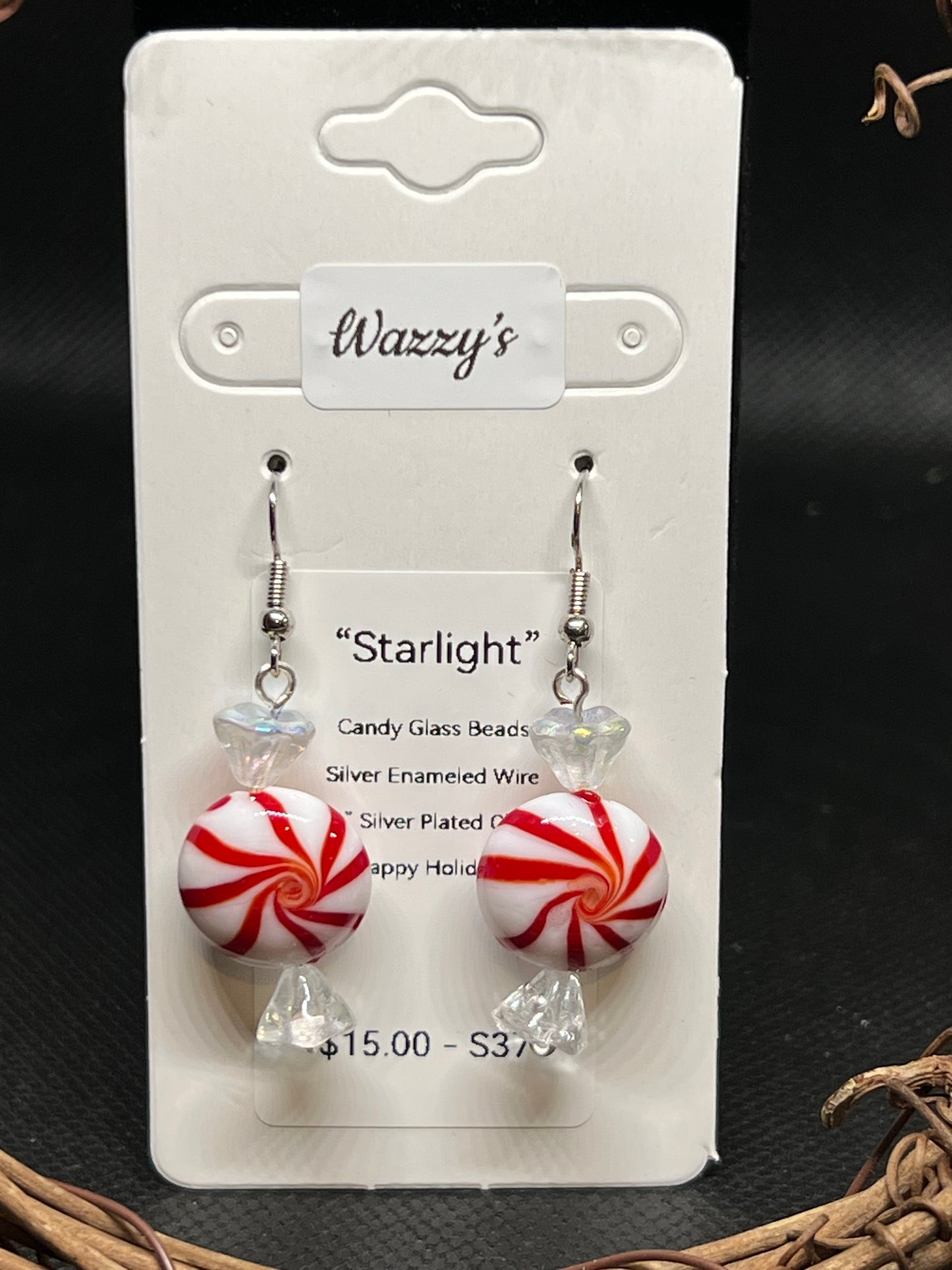Glass Peppermint Earrings "Starlight"