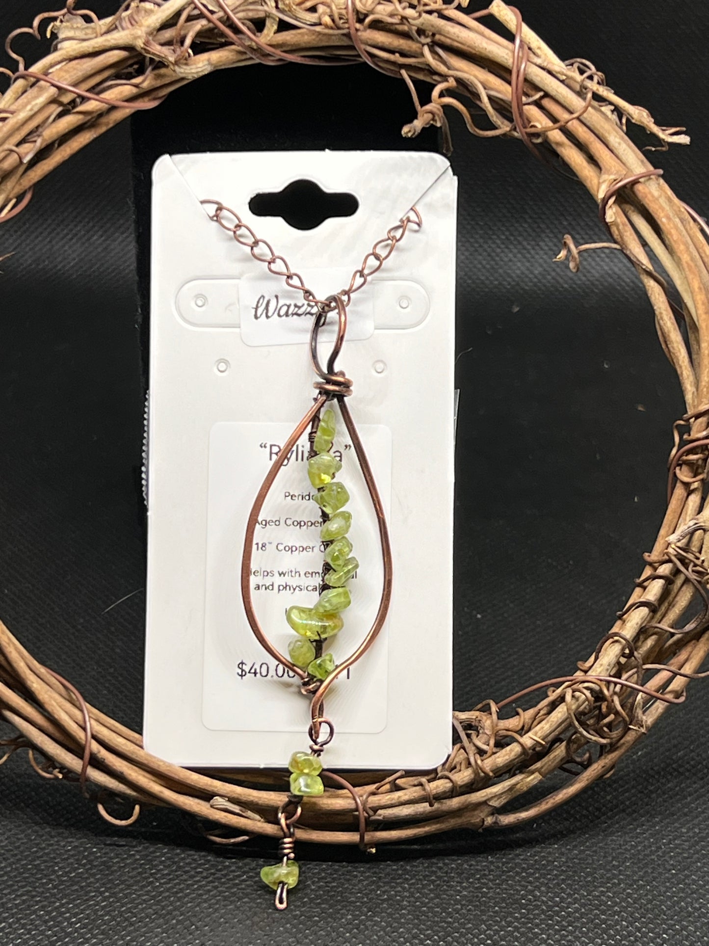 Peridot Chip wire wrapped necklace "Ryliana"