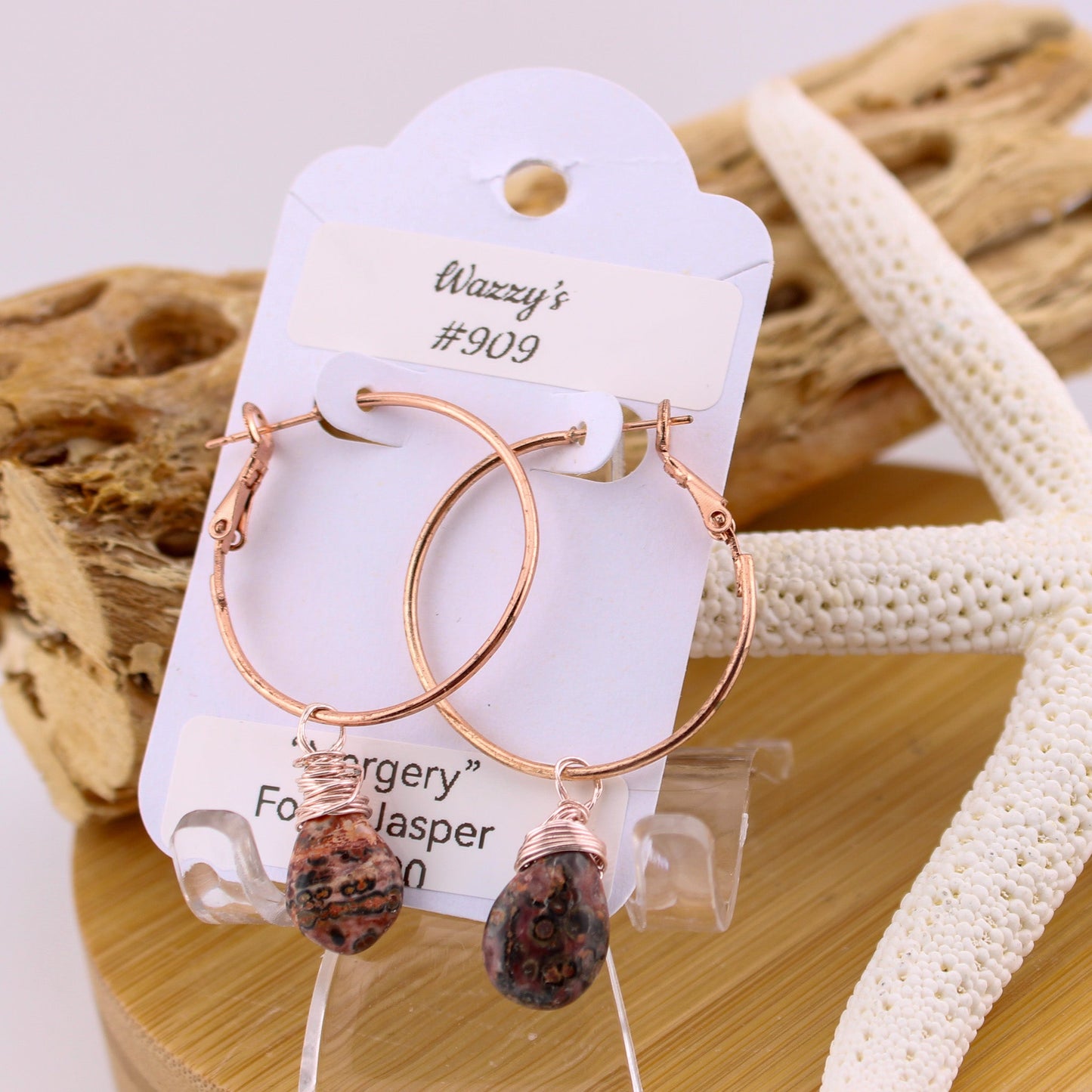 Leopard Skin Jasper Hoop Earrings "Margery"