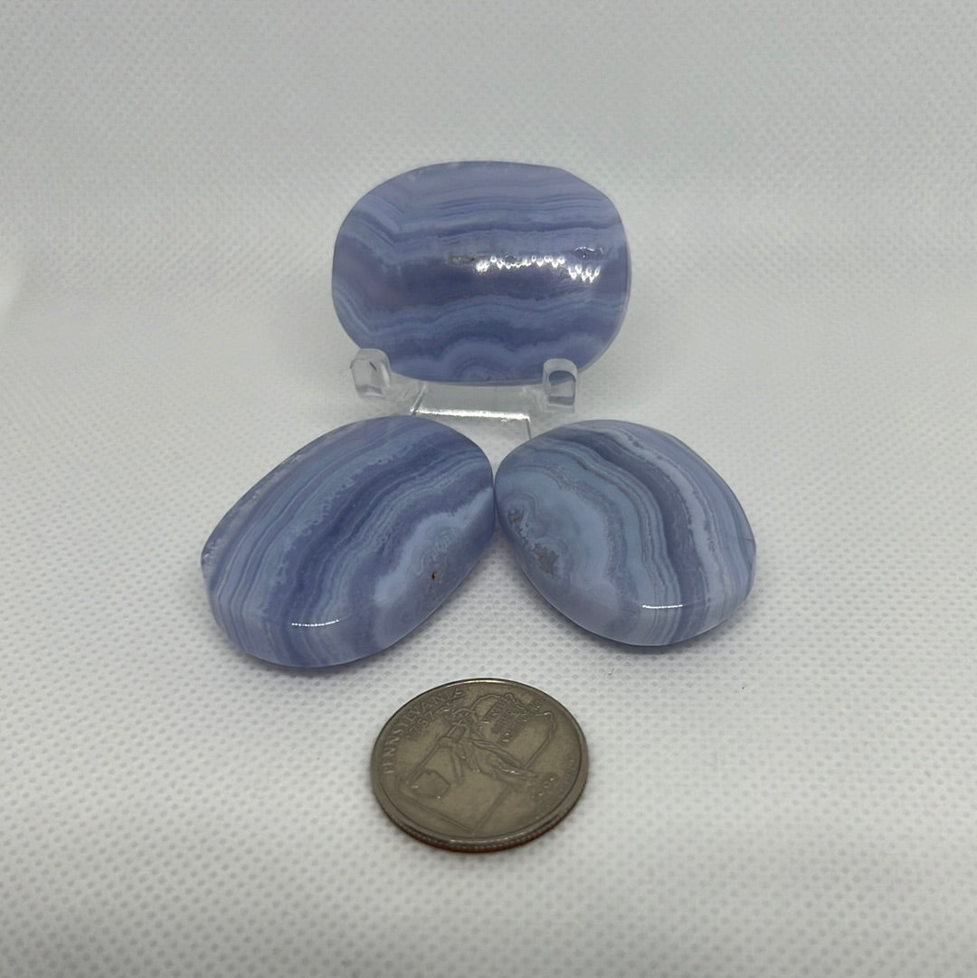 Blue Lace Agate Palm Stone