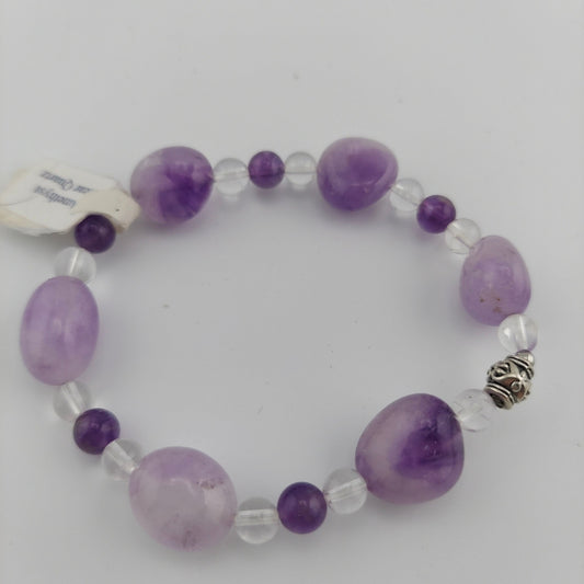 Amethyst and Clear Quartz Nugget Bracelet