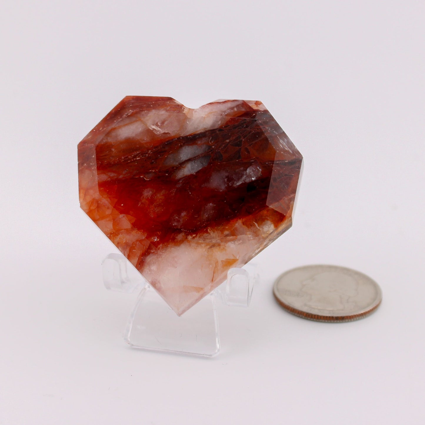 Fire Quartz Geometric Heart Shape