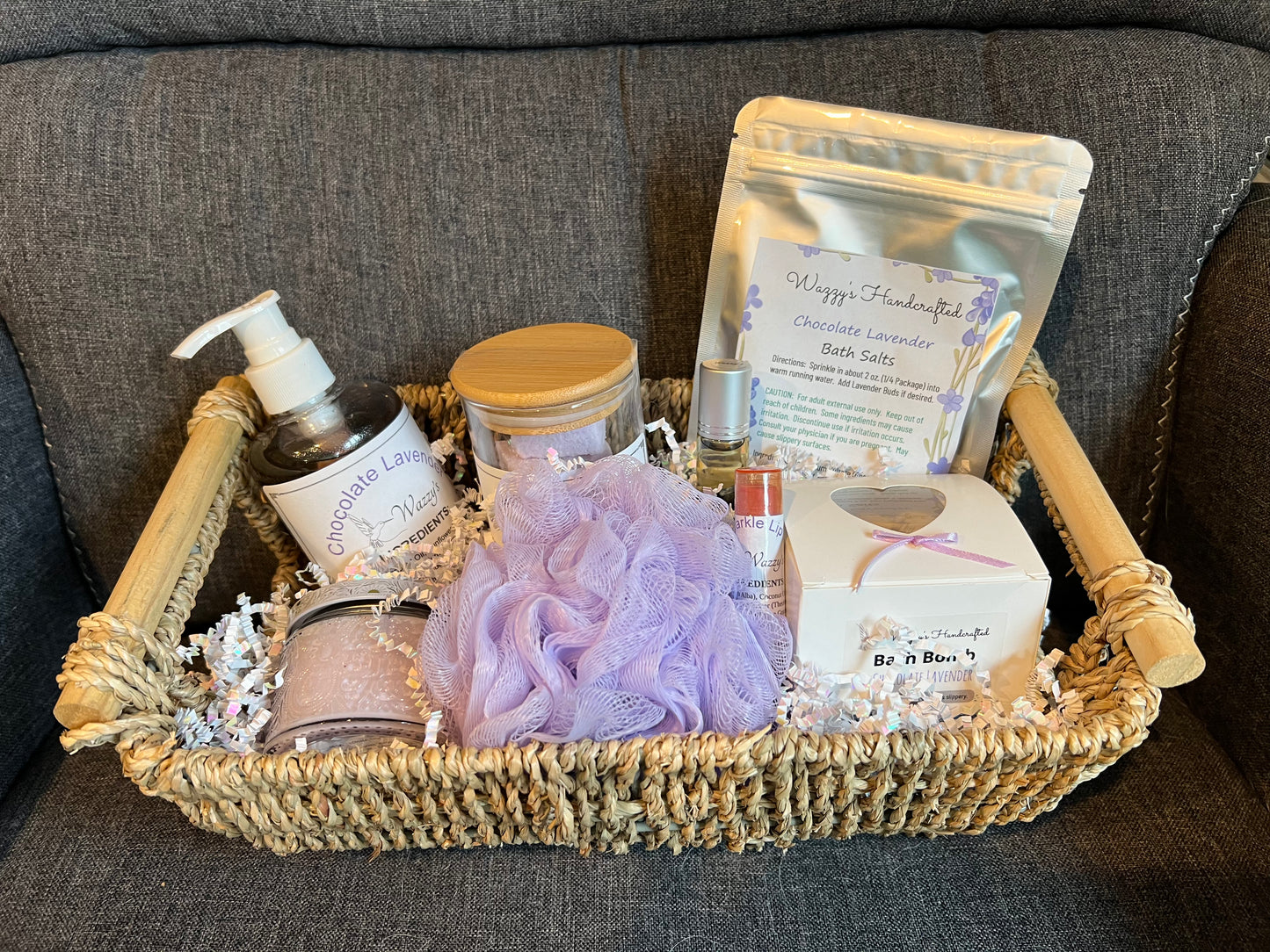 Chocolate Lavender Bath and Body Gift Basket
