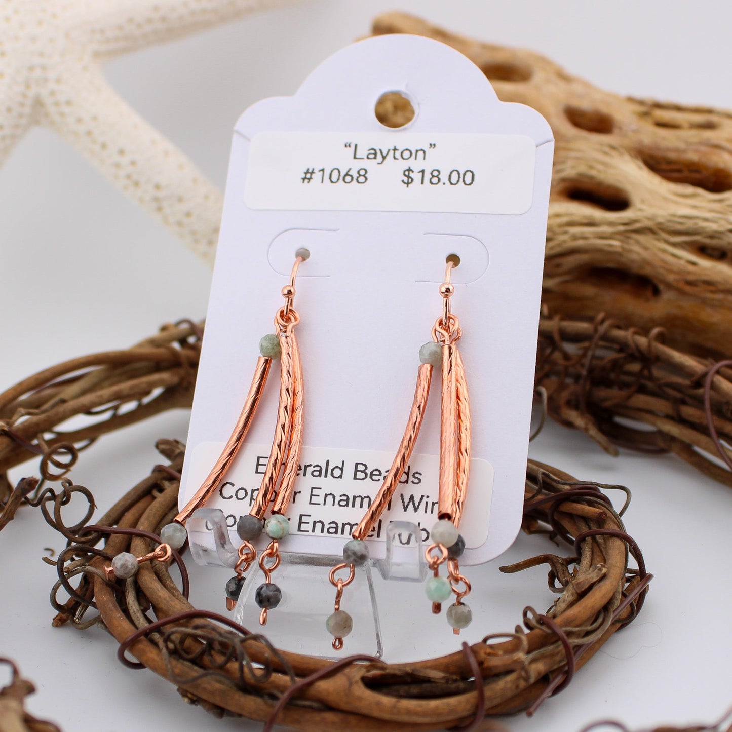 Copper and Emerald Earring "Layton"