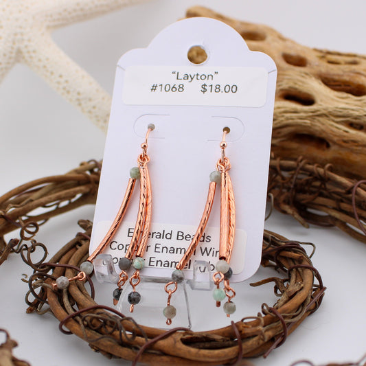 Copper and Emerald Earring "Layton"