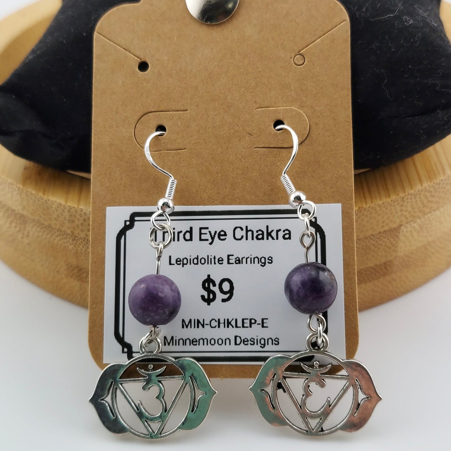 Third Eye Chakra Earrings-Lepidolite