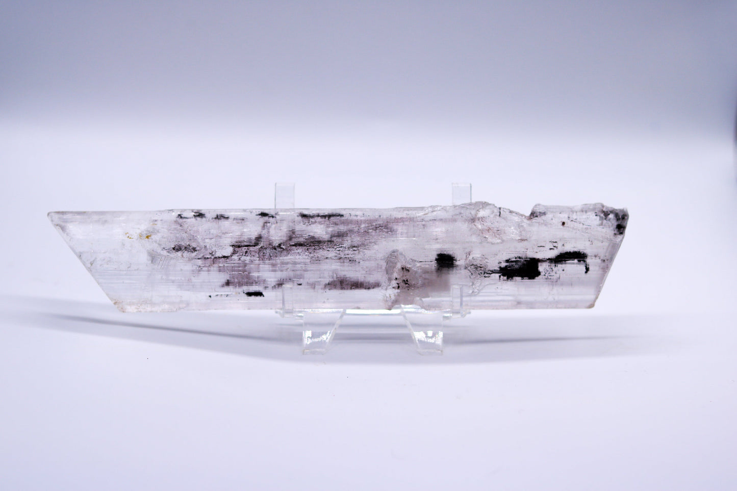 Selenite With Stibnite, Hematite, And Limonite Inclusions Raw